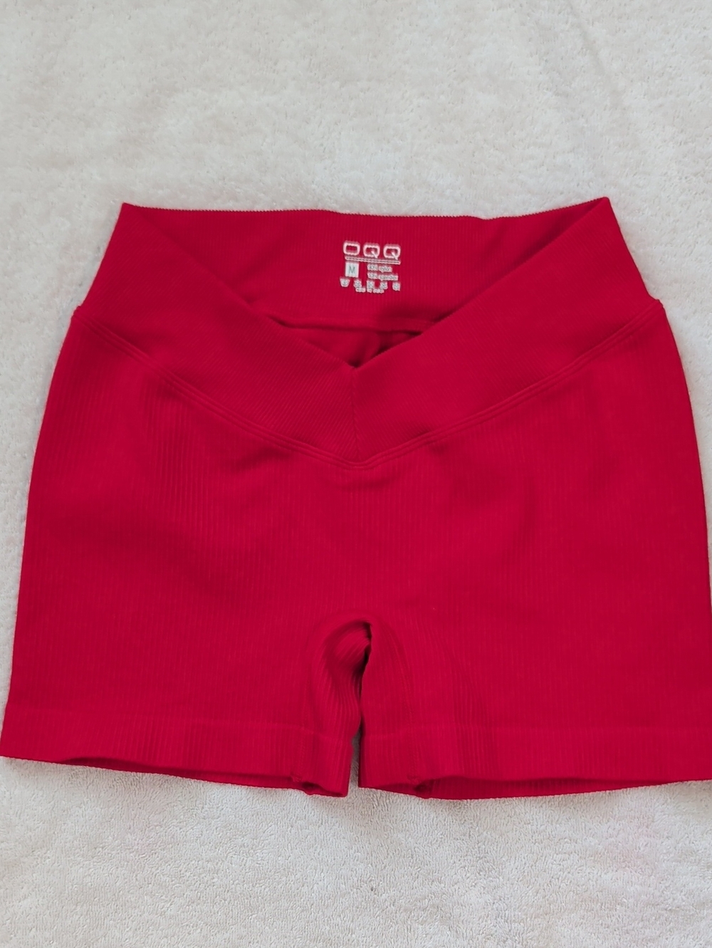 OQQ Ribbed Seamless High Waist Cross Over Athletic Shorts Cross Over Bike Shorts